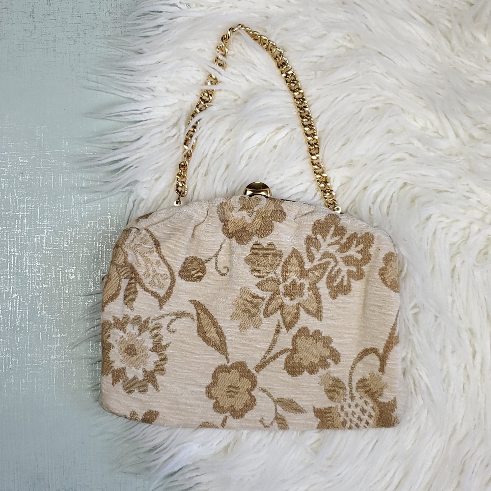 Vintage floral gold fabric bag